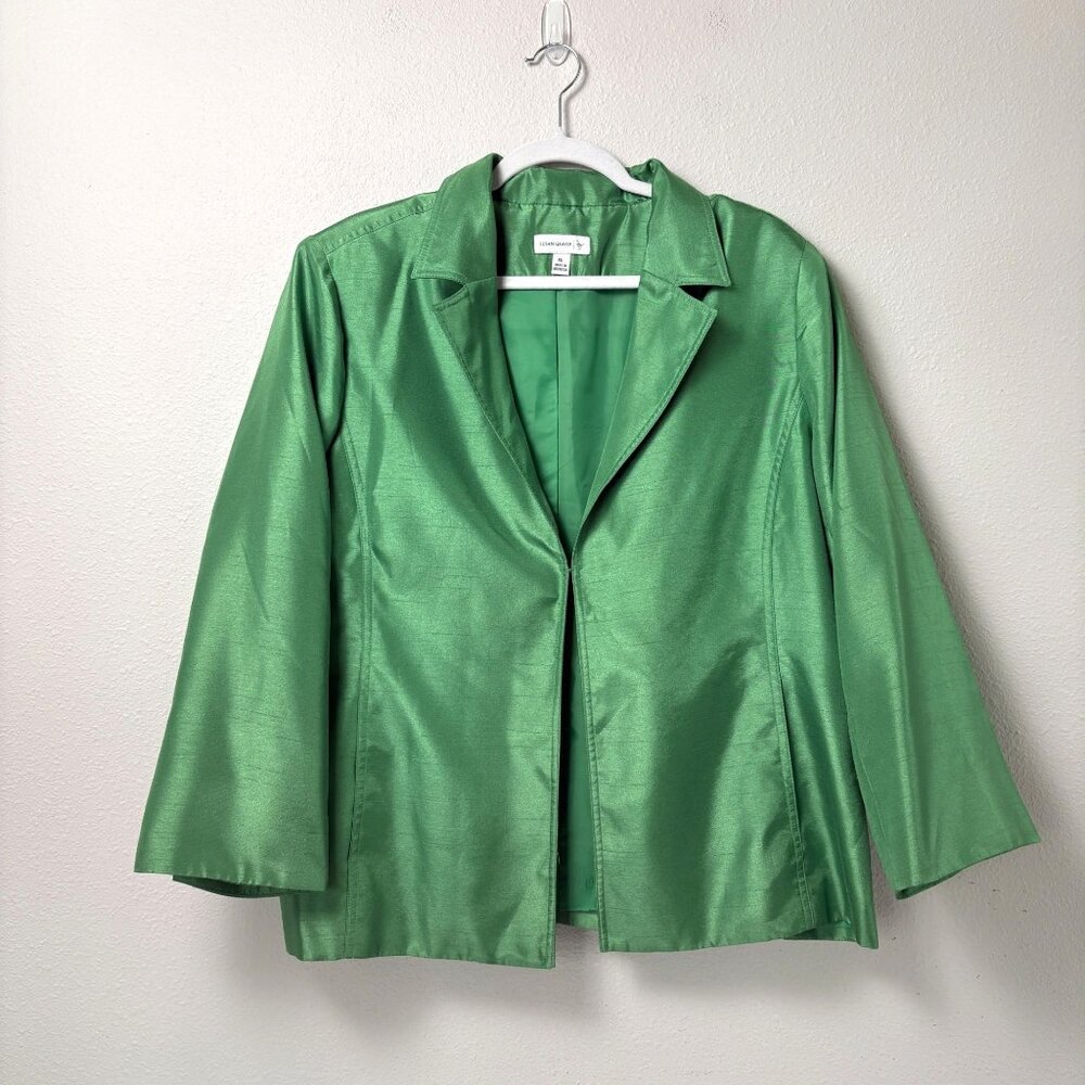 Susan Graver Jacket Size XL Green Shimmer Career Work Party Dressy